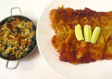 Breaded Beef Cutlet With Spinach)